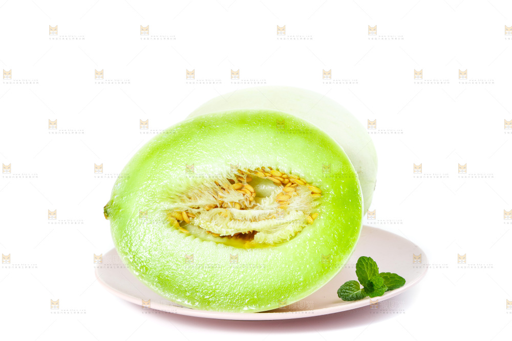 白底上的玉菇甜瓜