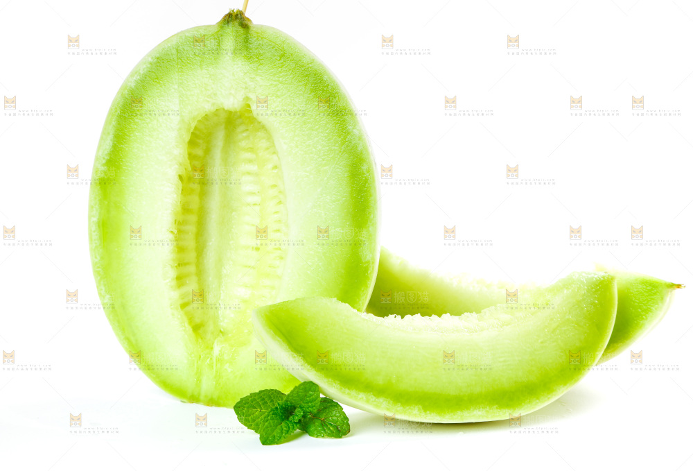 白底上的玉菇甜瓜