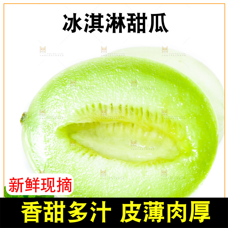 白底上的玉菇甜瓜