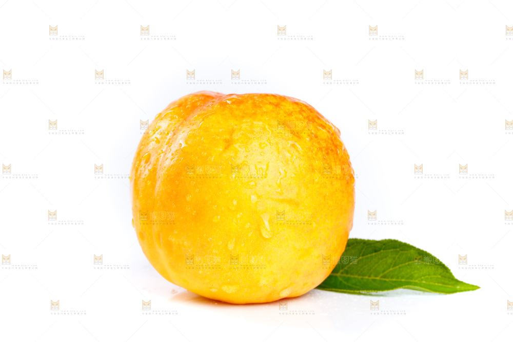 白底上的黄油桃