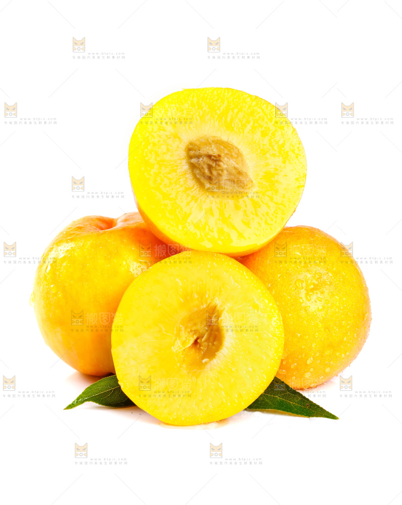 白底上的黄油桃