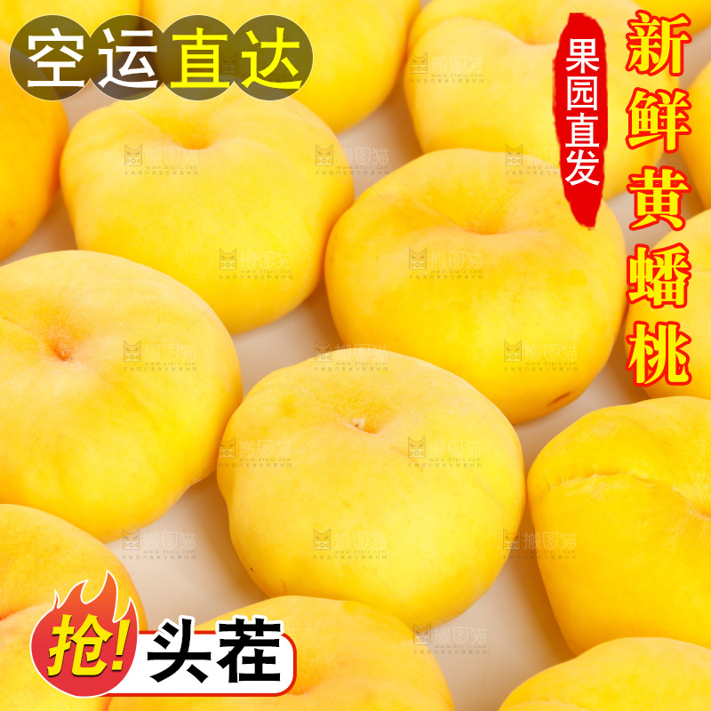 白底上的黄金油蟠桃