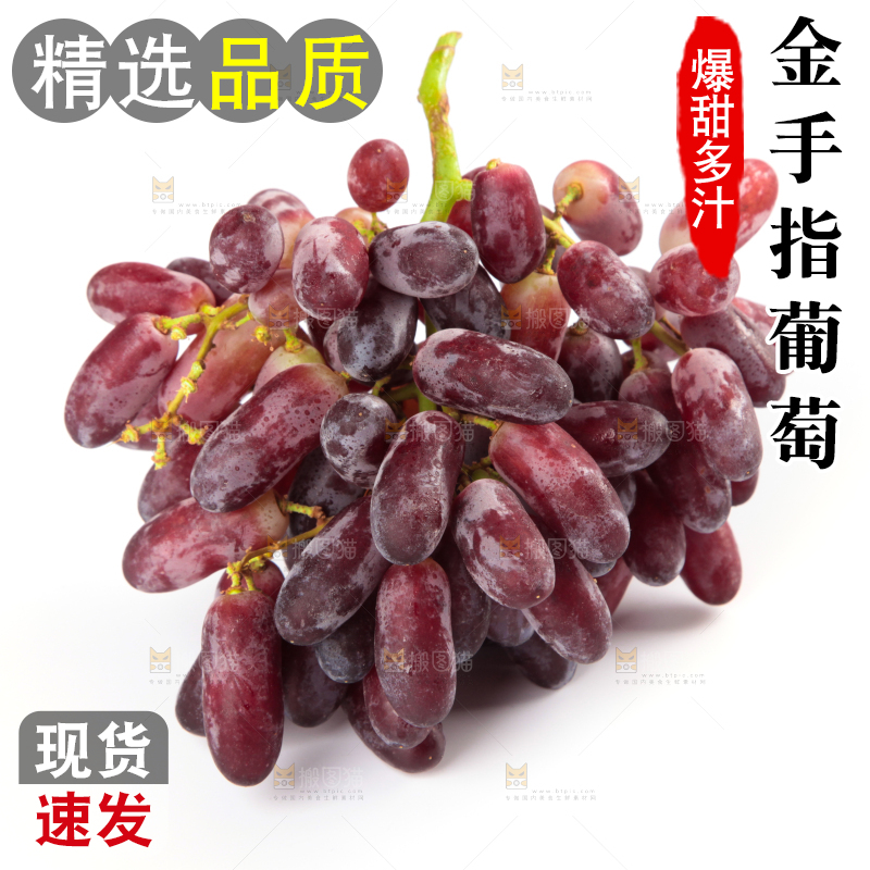 白底上的金手指葡萄