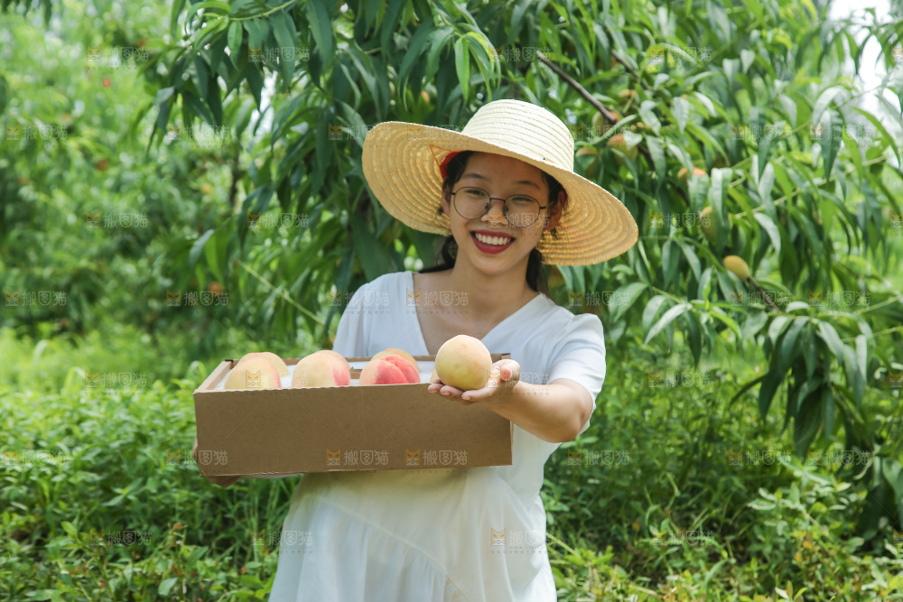 手里拿着现摘水蜜桃