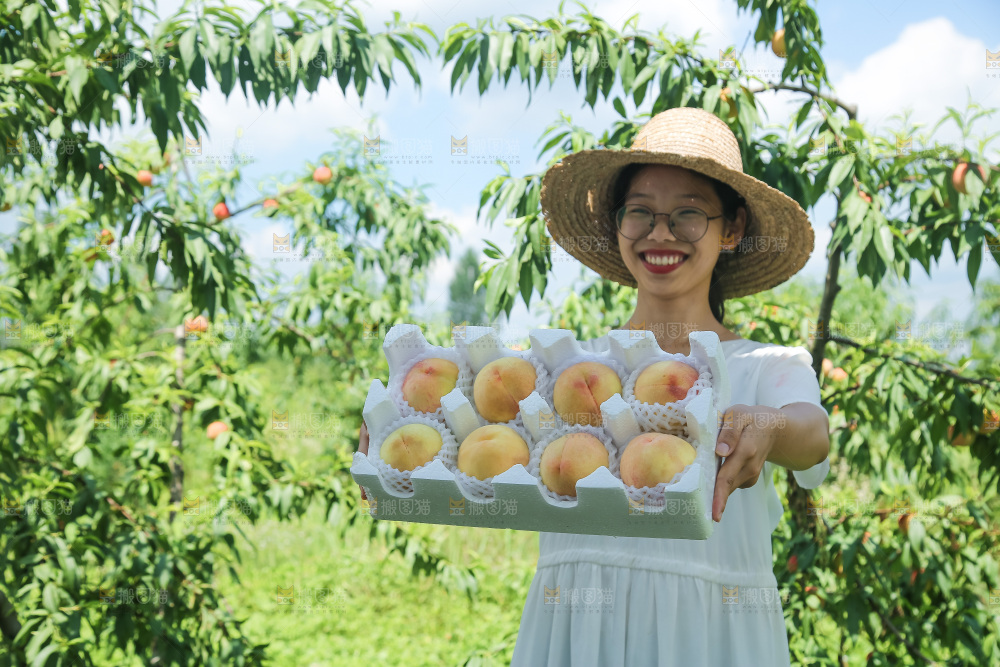 手里拿着现摘水蜜桃