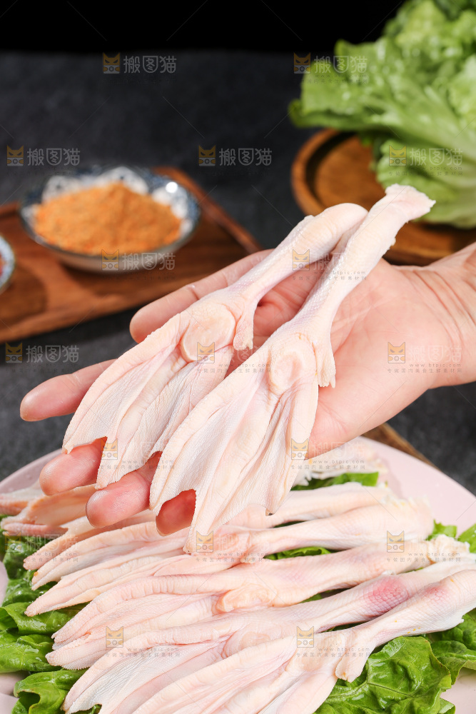深底上的新鲜鸭掌