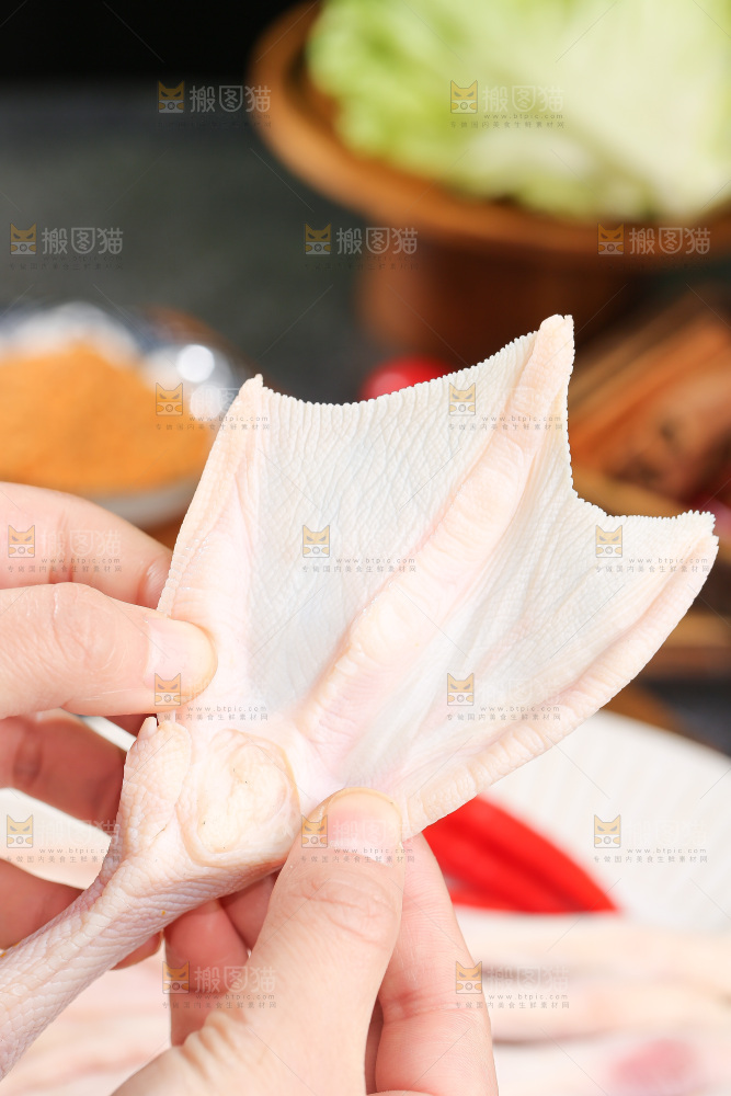 深底上的新鲜鸭掌