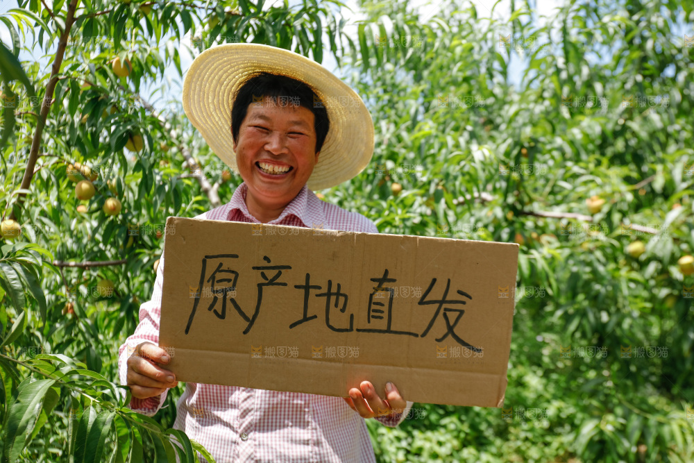 手里拿着现摘水蜜桃