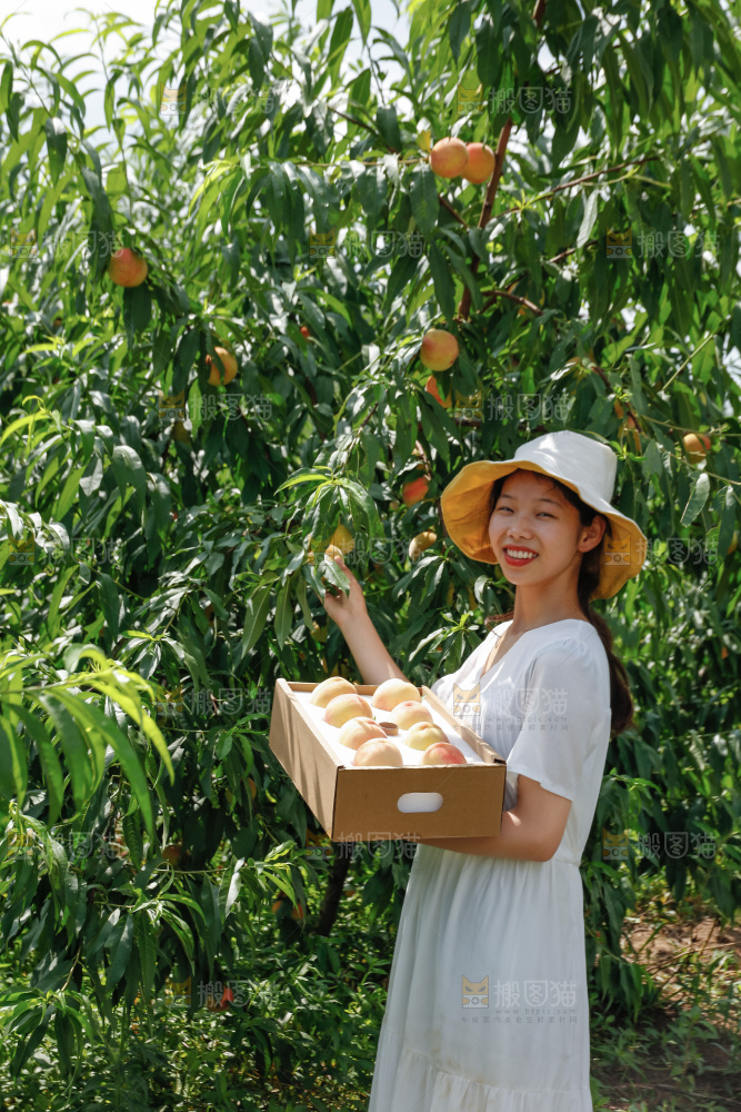 手里拿着现摘水蜜桃