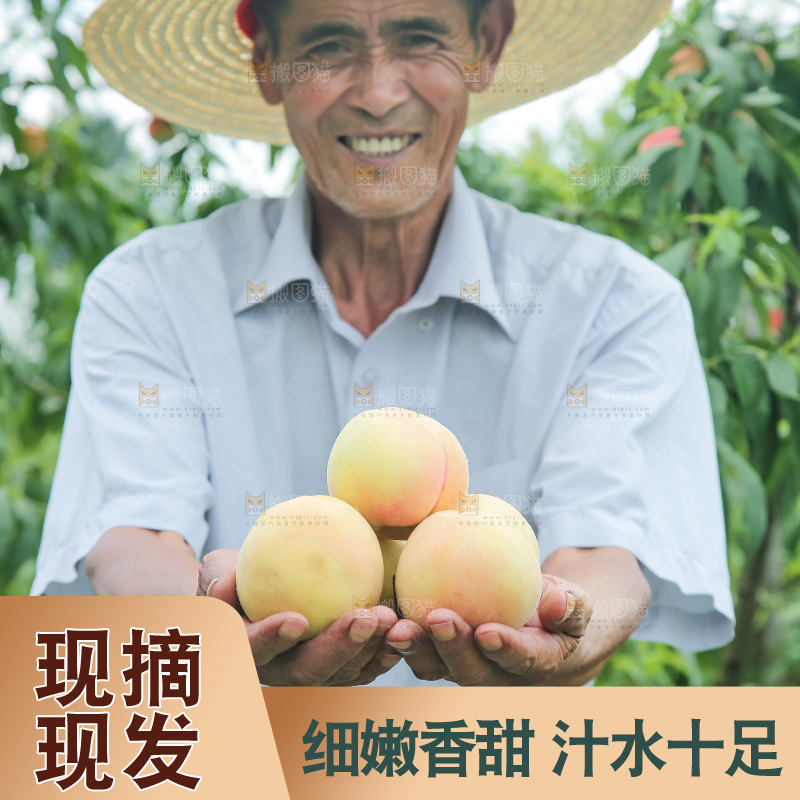 手里拿着现摘水蜜桃