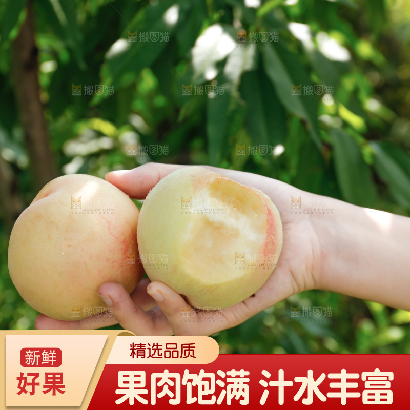 手里拿着现摘水蜜桃