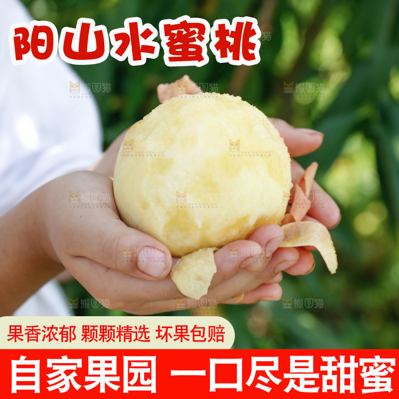 手里拿着现摘水蜜桃
