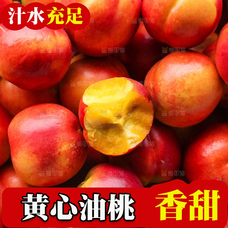 现摘的新鲜黄心油桃