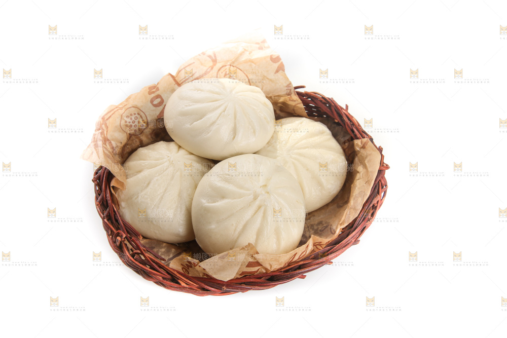 白底上的酱肉包子