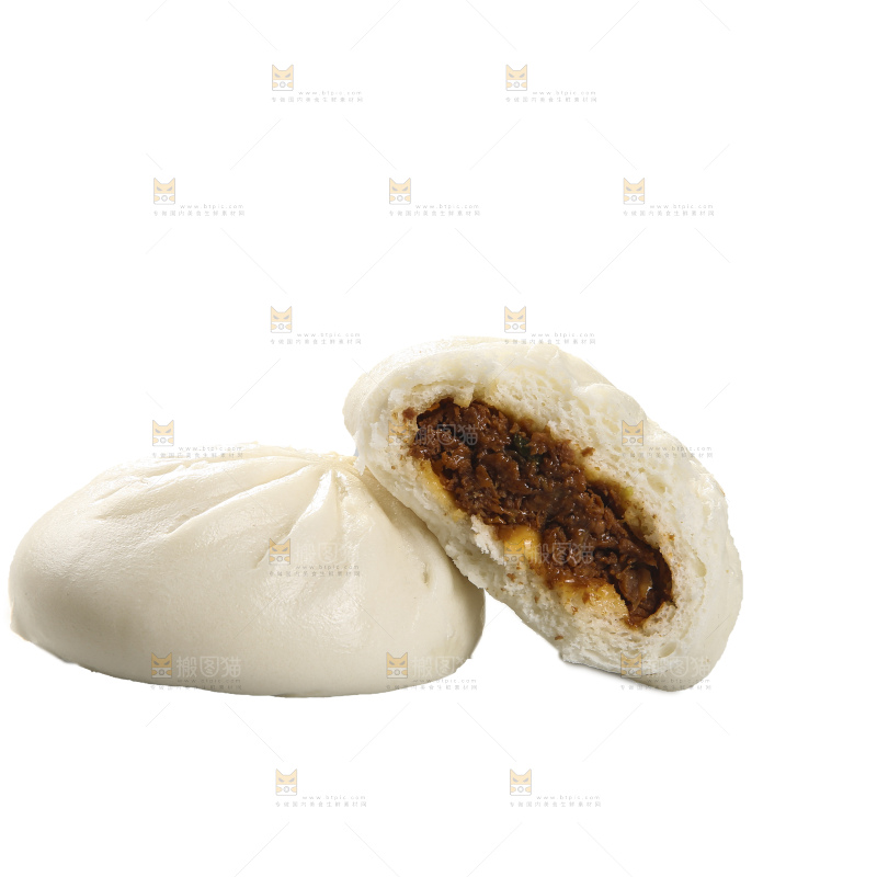白底上的酱肉包子