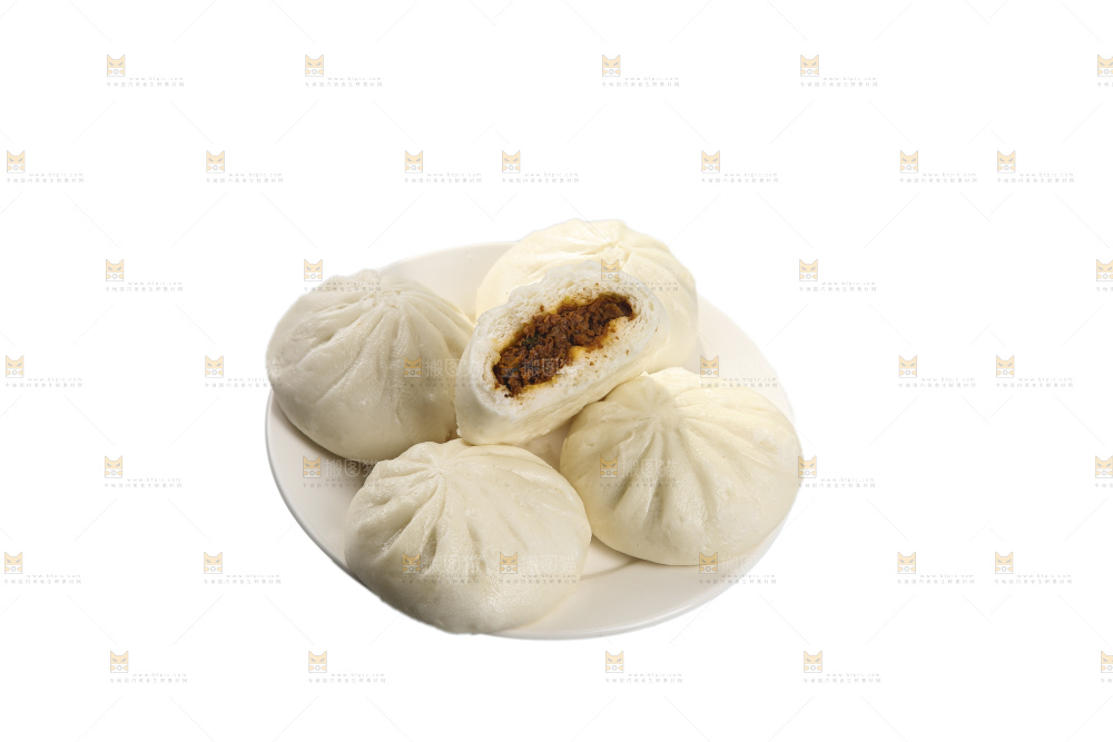 白底上的酱肉包子