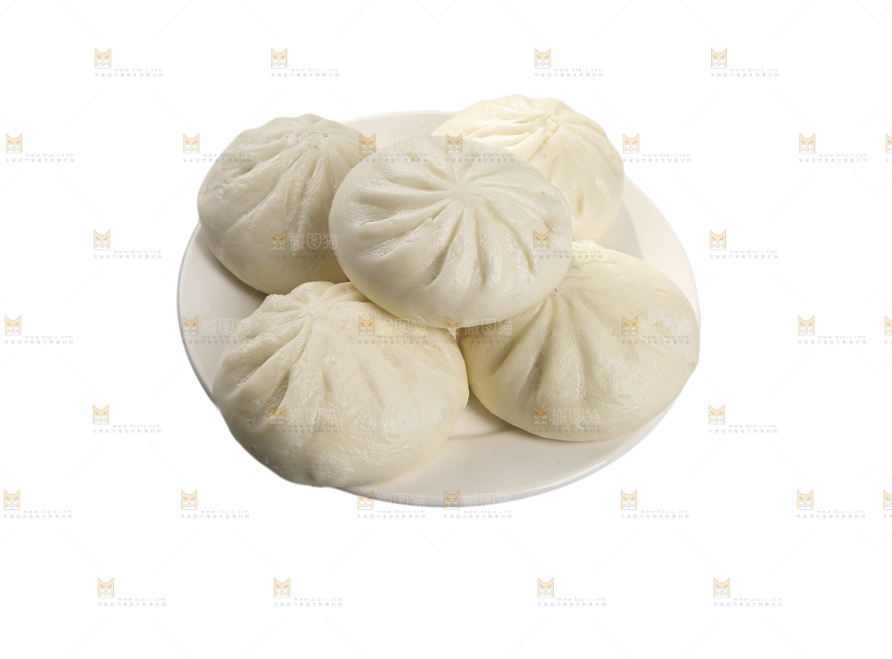 白底上的酱肉包子
