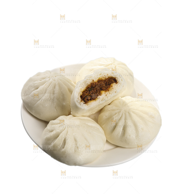 白底上的酱肉包子