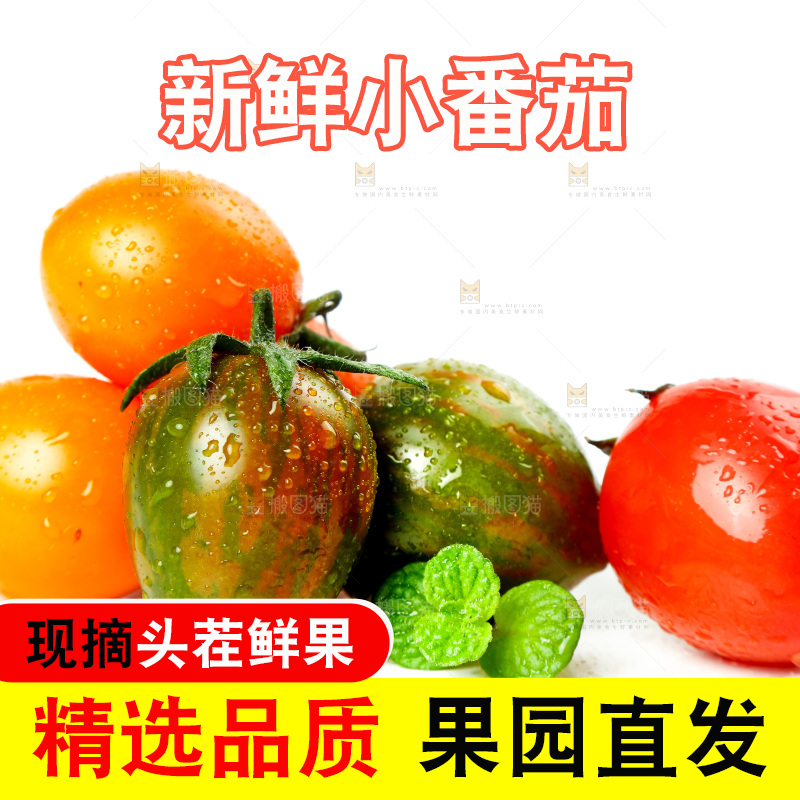 白底上的三色圣女果
