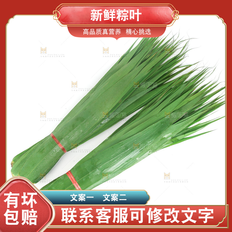 白底上的新鲜粽叶