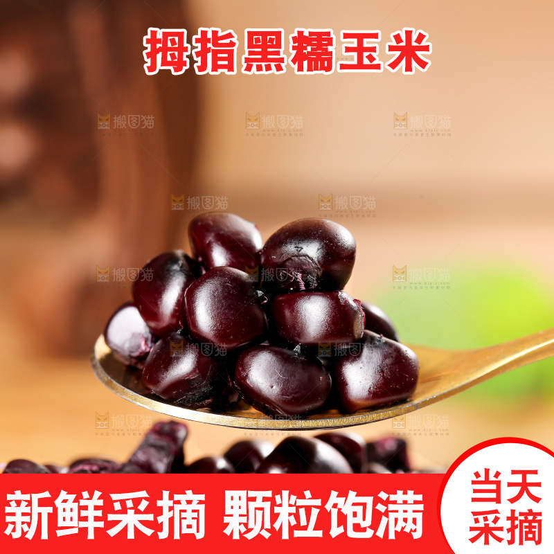 木底上的黑糯拇指玉米