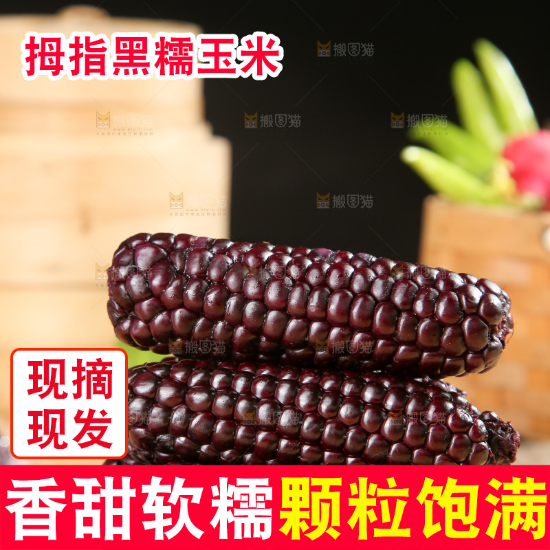 木底上的黑糯拇指玉米