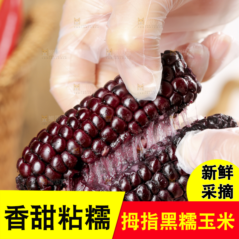 木底上的黑糯拇指玉米