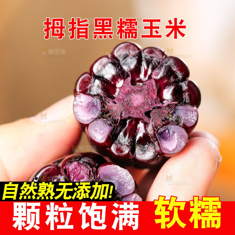 木底上的黑糯拇指玉米