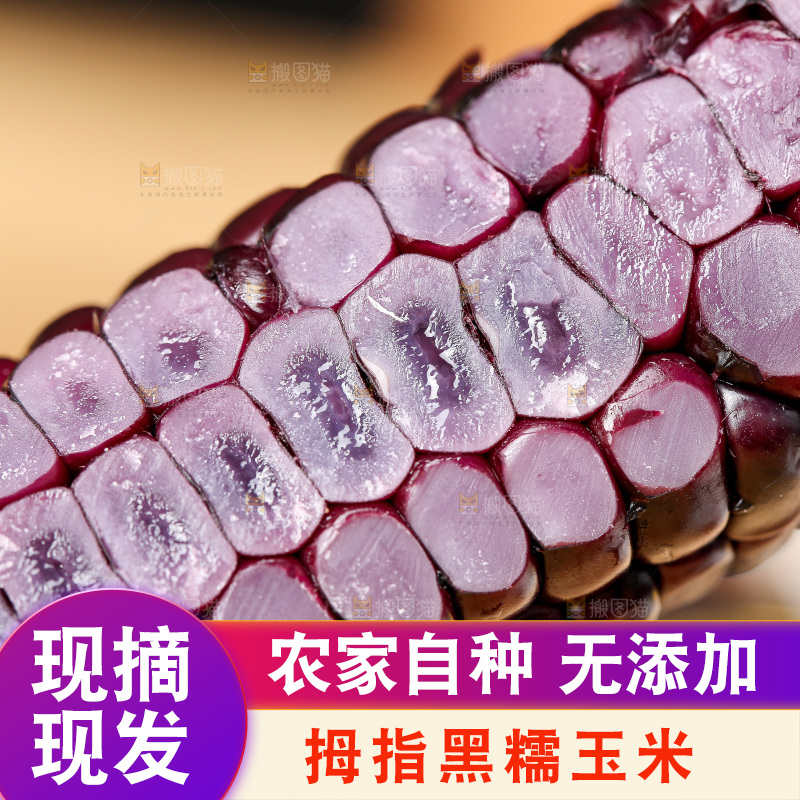 木底上的黑糯拇指玉米