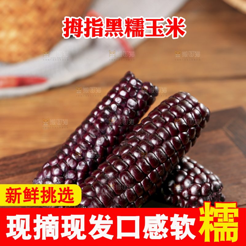 木底上的黑糯拇指玉米