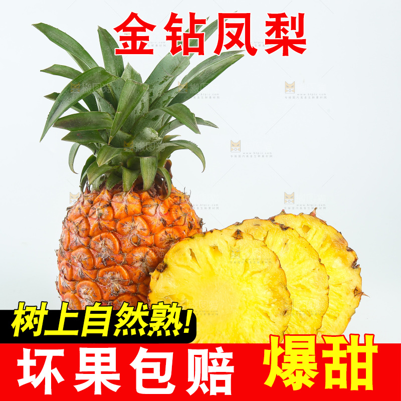 白底上的金钻凤梨