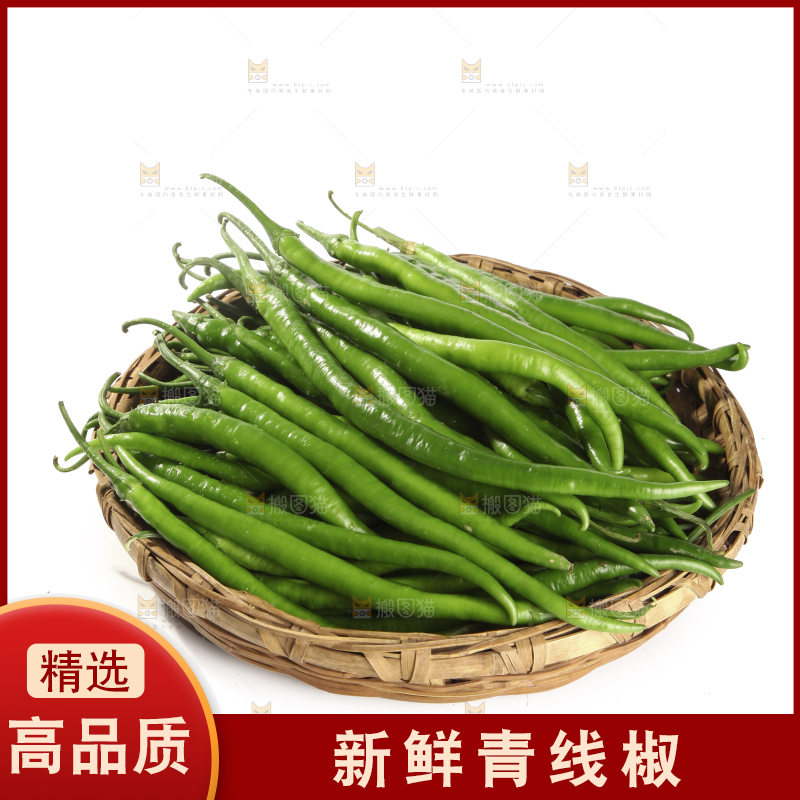 白底上的新鲜线椒