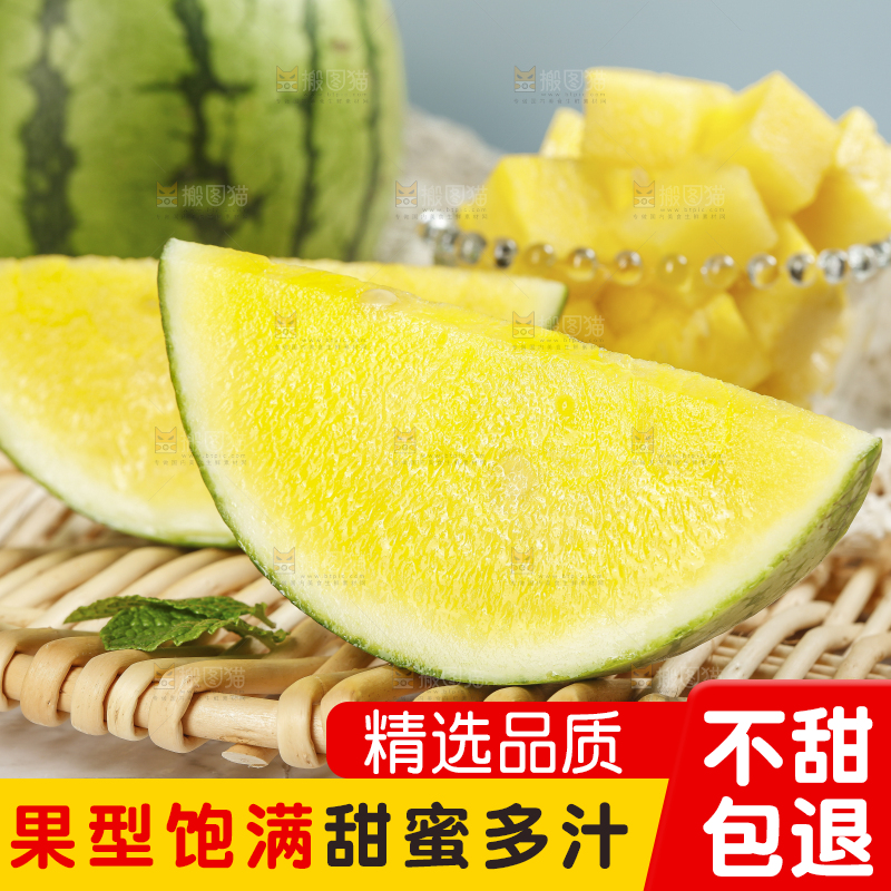 浅底上的黄瓤西瓜