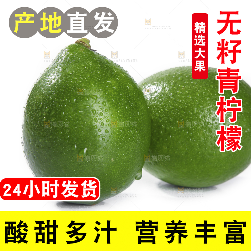 白底上的无籽青柠檬