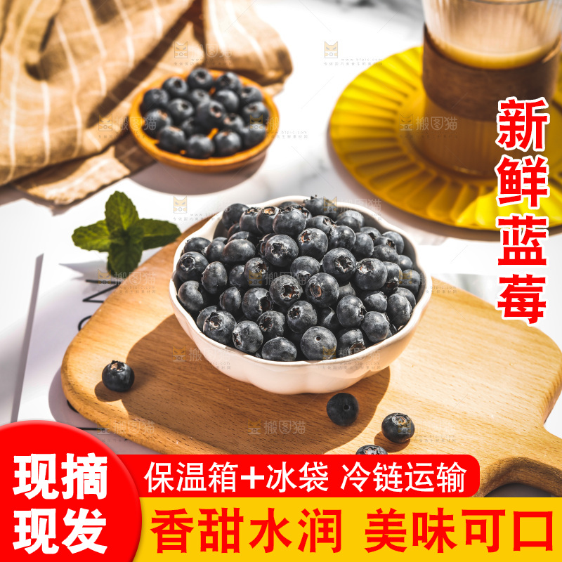 浅底上的新鲜蓝莓