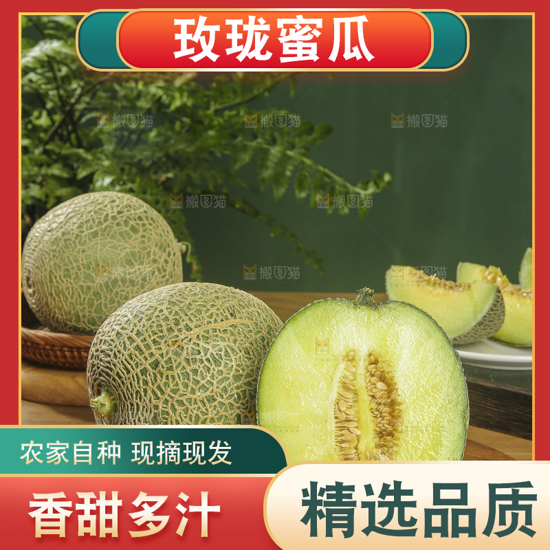 深底上的网纹蜜瓜