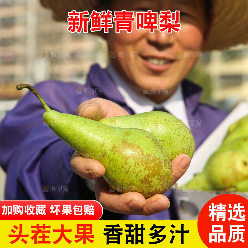 手里拿着青啤梨