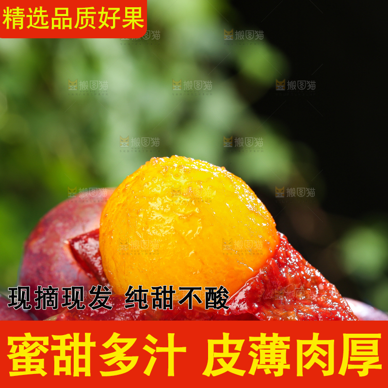木底上的新鲜西梅