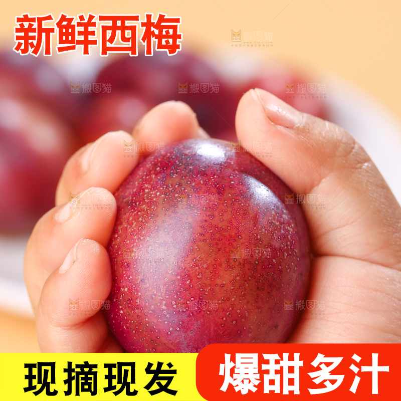 手里拿着新鲜西梅