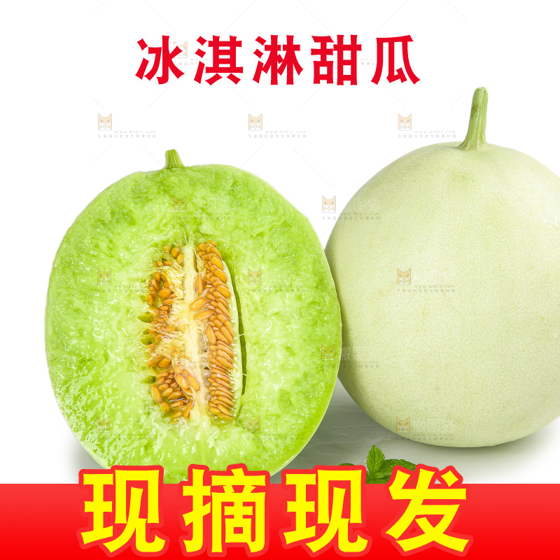 白底上的玉菇甜瓜