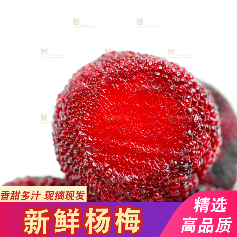 白底上的鲜杨梅
