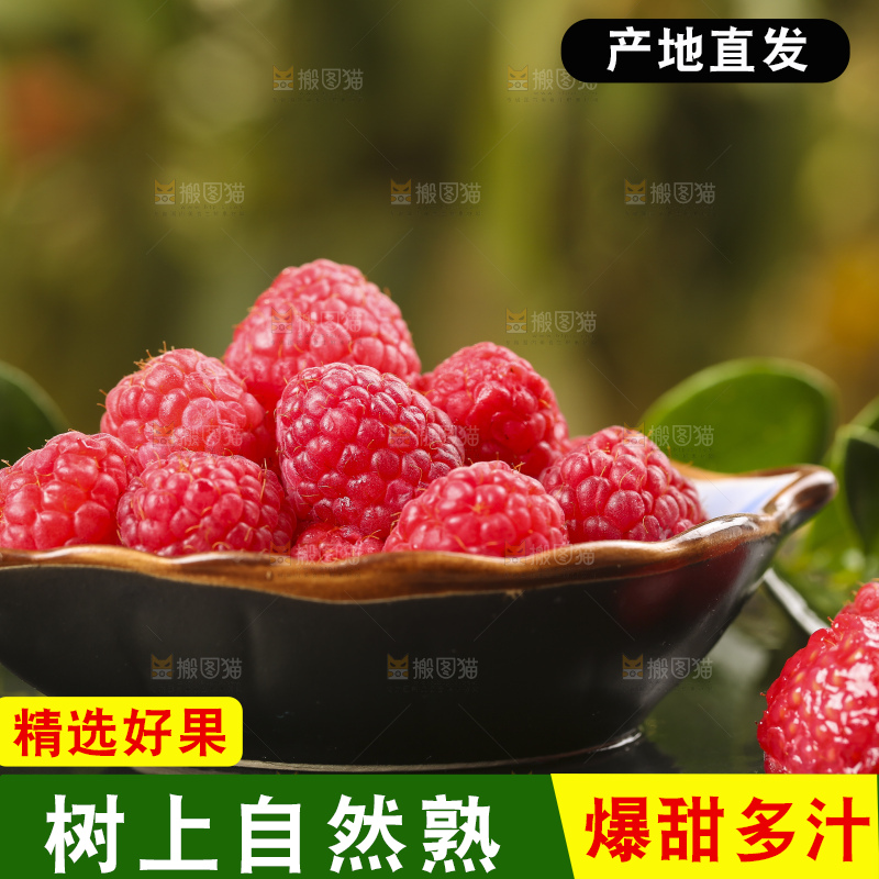 深底上的新鲜覆盆子