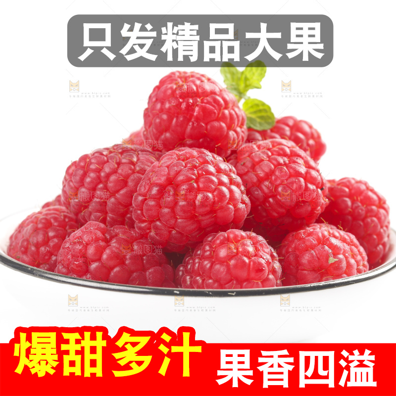 白底上的新鲜覆盆子