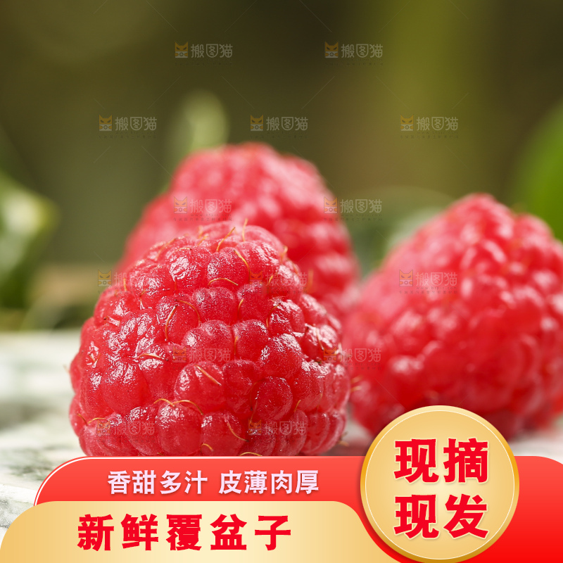 深底上的新鲜覆盆子