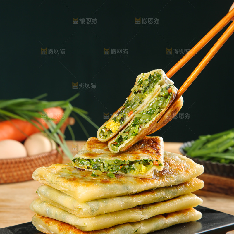 木底上的韭菜盒子
