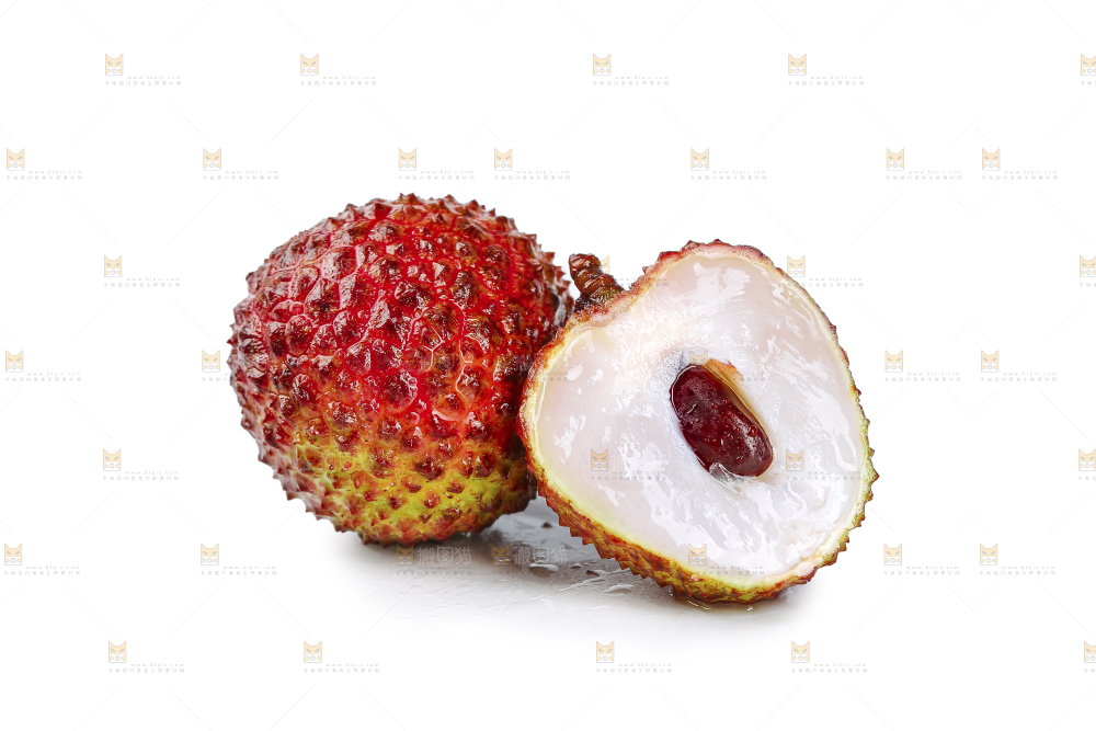 白底上的妃子笑荔枝