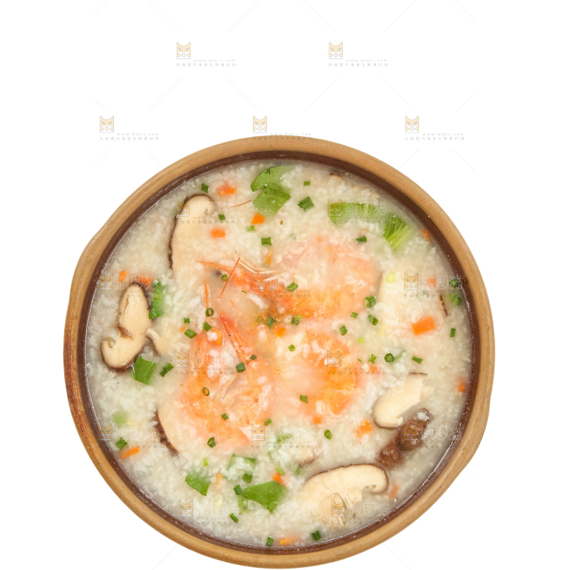 白底上的海鲜粥