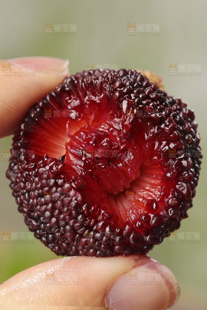木底上的新鲜杨梅