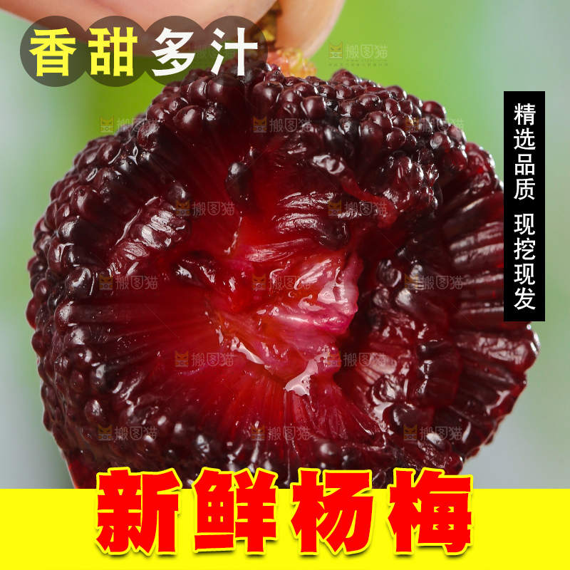 木底上的新鲜杨梅