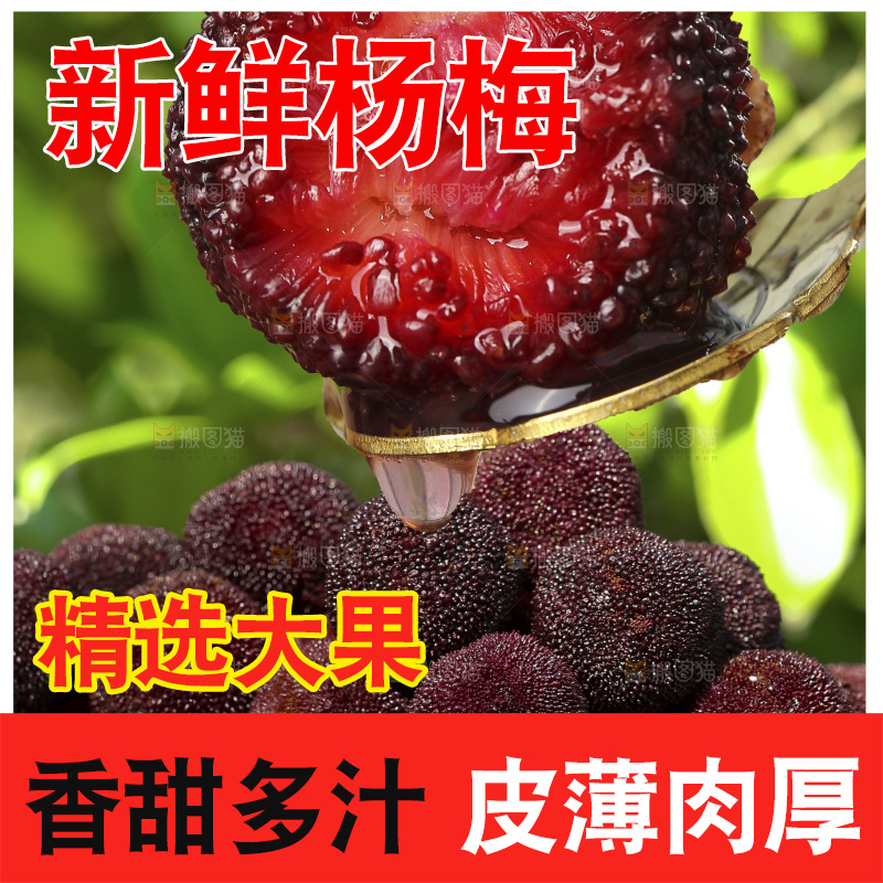 木底上的新鲜杨梅